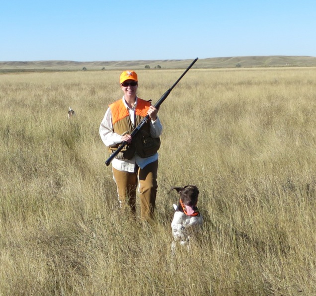 Leslie Howe hunts behind her trusty German Shorthair pointer
