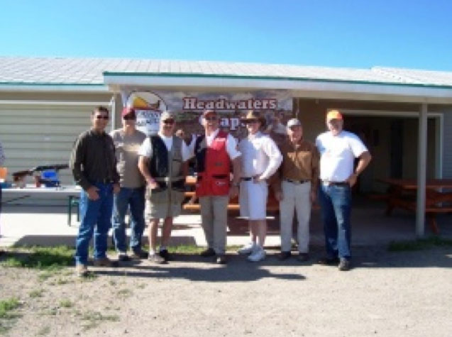 Headwaters members pose for a photo at the local trap club for a Tom Knapp trap shooting demonstration